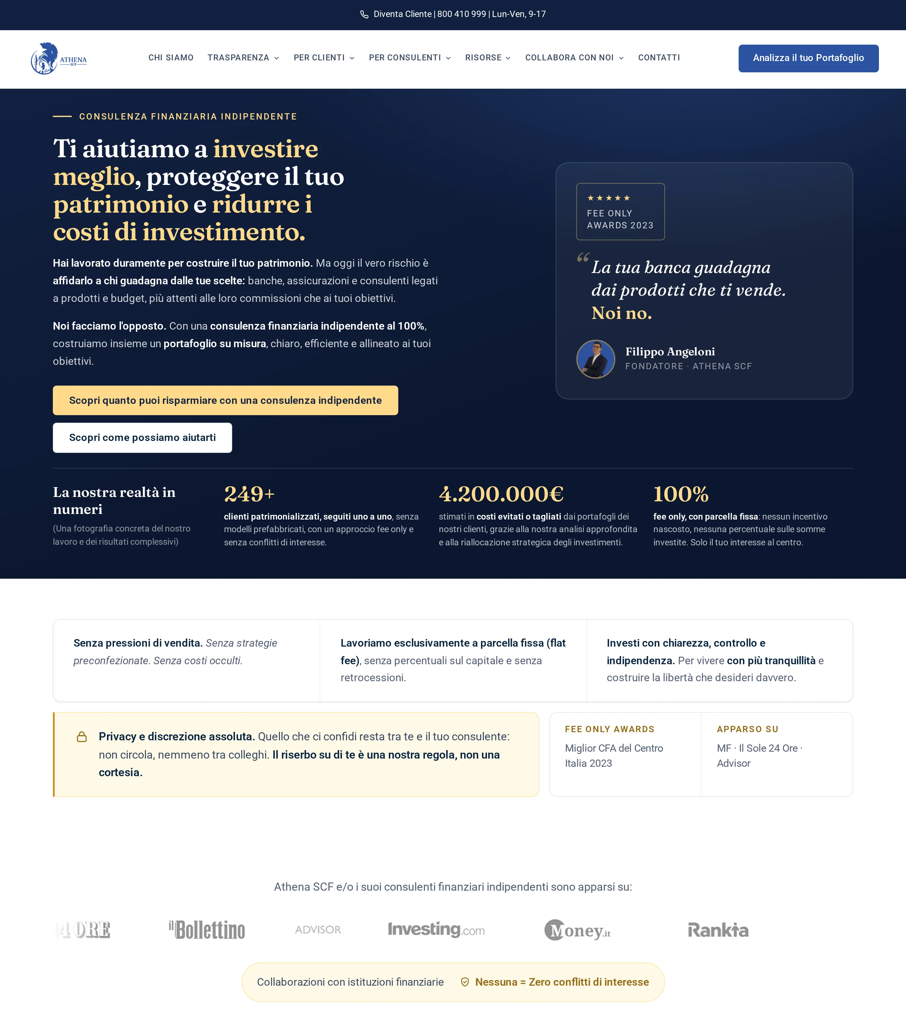 Pagina iniziale di Athena SCF