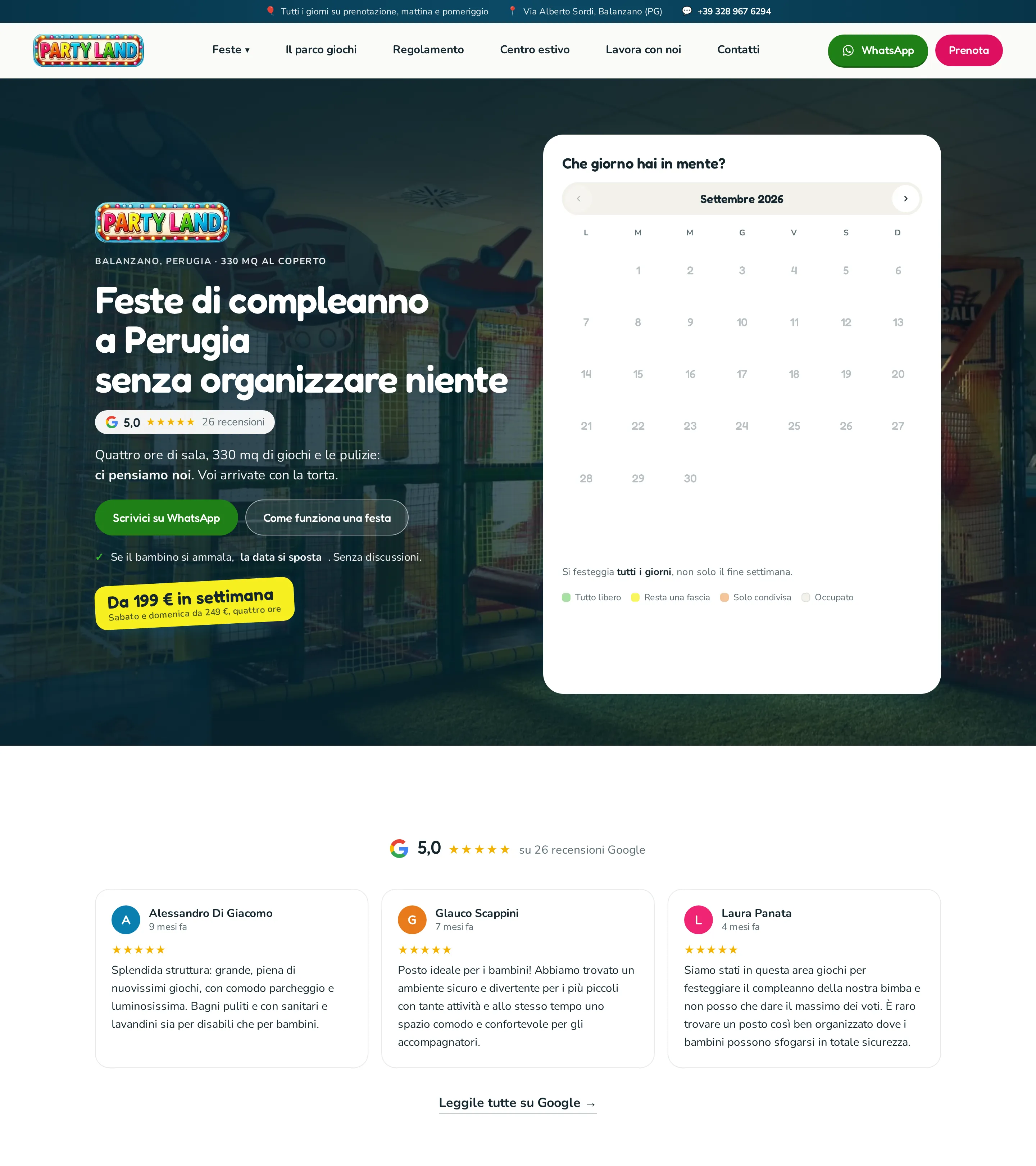 Pagina iniziale di Partyland